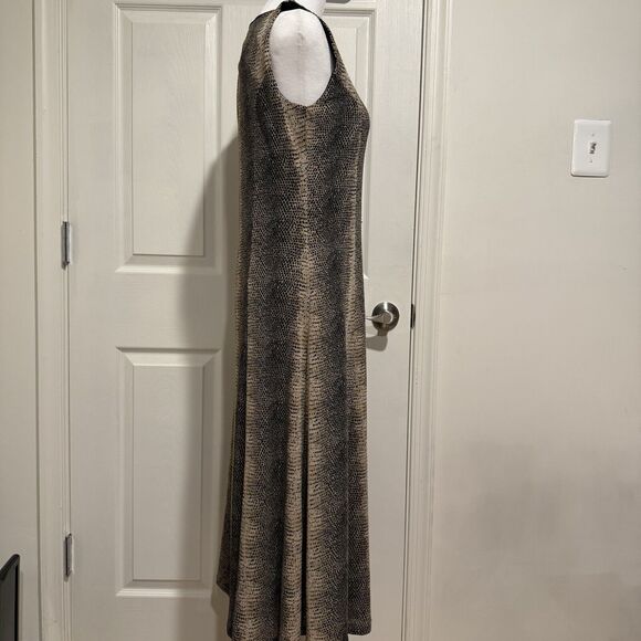 Jones New York Black Brown Snake Stretch Sleeveless Shift Tunic Tank Dress Small - Picture 3 of 7